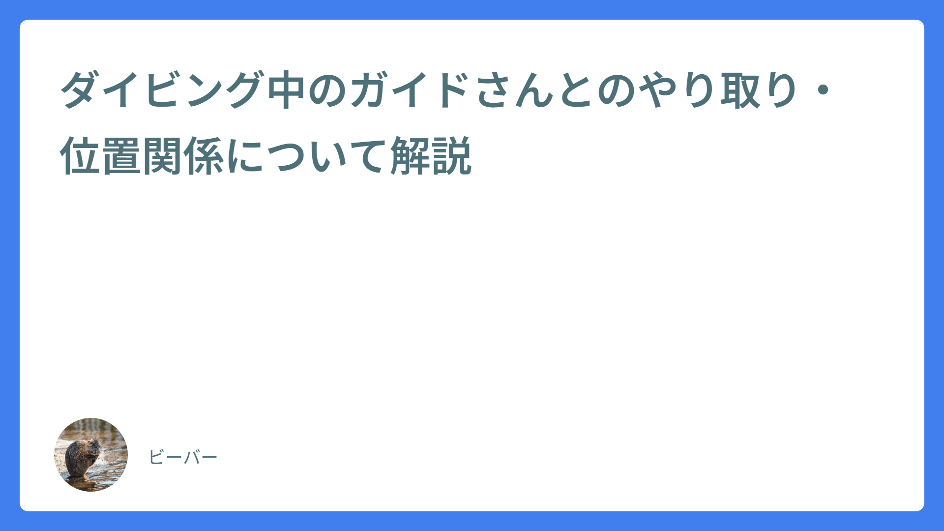 ダイビング中のガイドさんとのやり取り・位置関係について解説